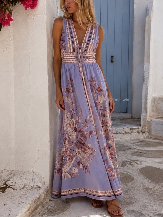 Caroline Constas Dresses & Skirts - Caroline Constas Lavender Floral Linen Maxi Dress S NWT